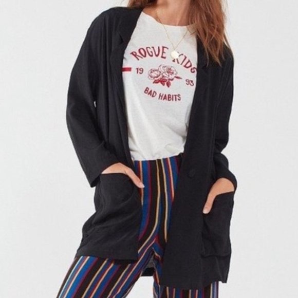 silence + noise Sweaters - NEW Urban Outfitters Silence + Noise Black Notch Neck Blazer Cardigan Sweater L